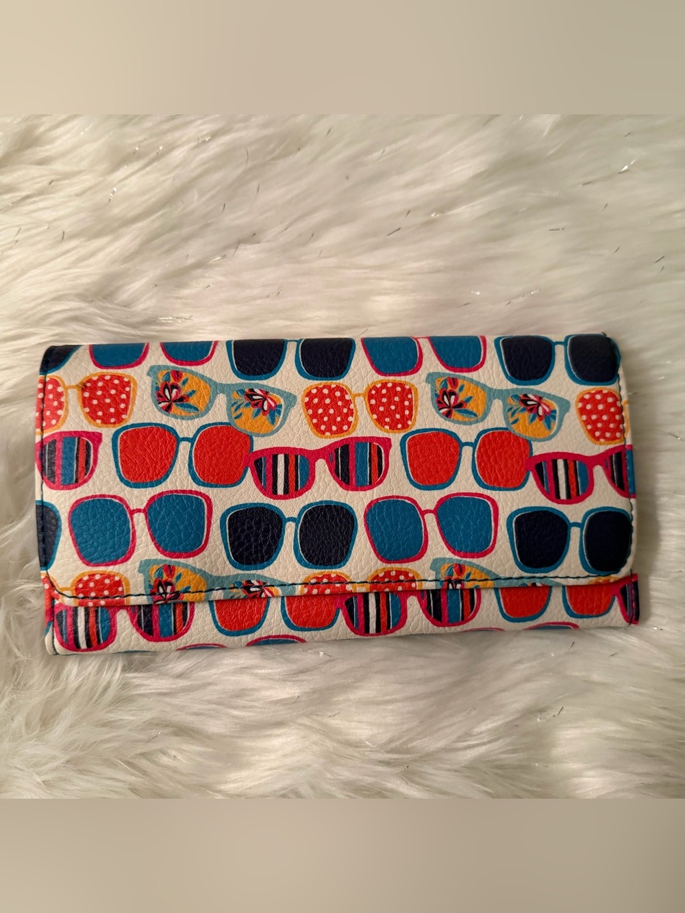 Relic Sunglasses Print Foldover Clutch in Red, Blue, Navy, Yellow